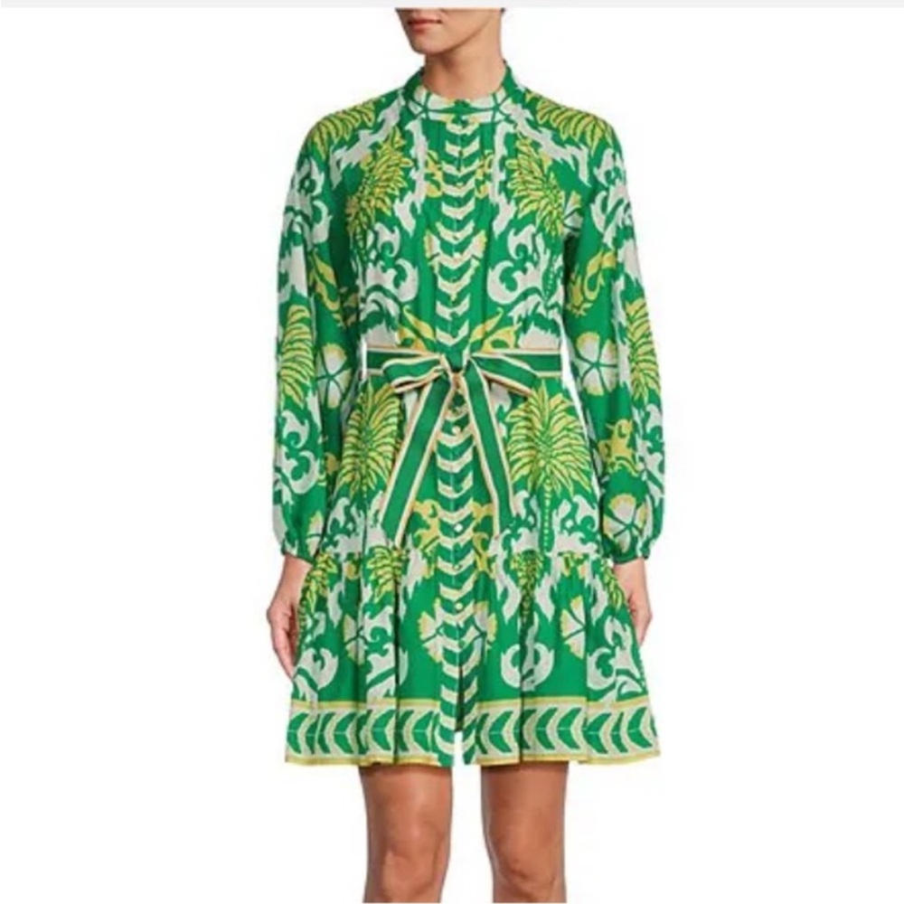 ANTONIO MELANI Green and Yellow Mini Dress